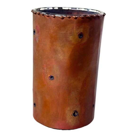 Vintage Handcrafted Kokopelli Copper Candle Holder 4" Tall Rust Patina Rustic - Picture 4 of 6